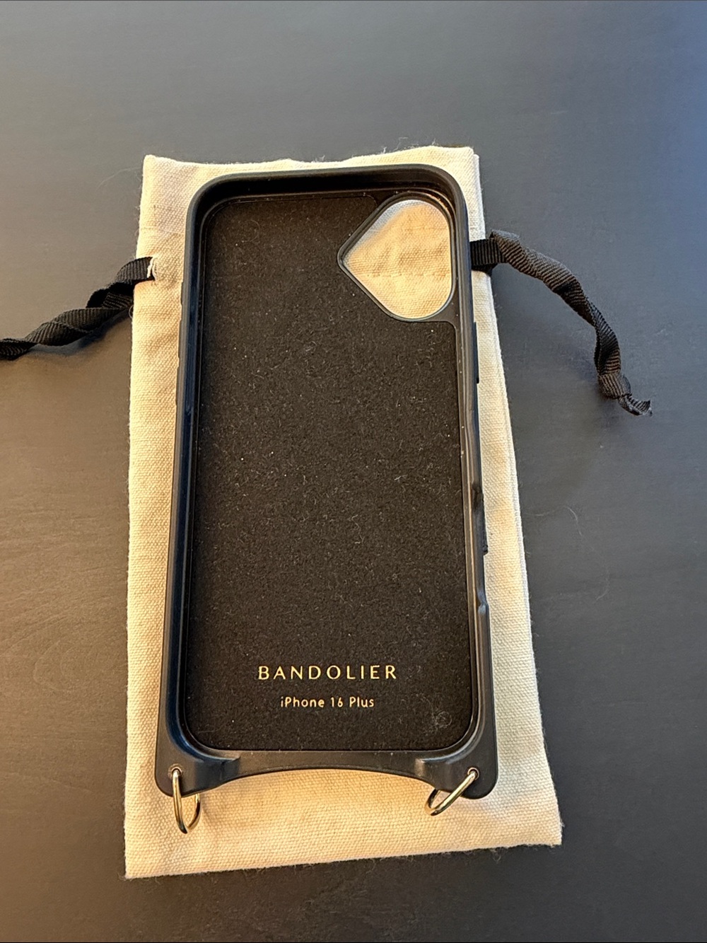 Bandolier Black Textured Leather iPhone 16 Plus Case with Card Slot and Snap - Picture 2 of 3